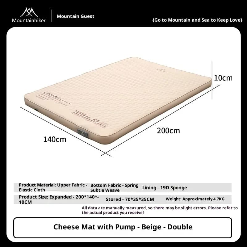 MOUNTAINHIKER Materassino Gonfiabile Edizione Migliorata 10CM di Altezza con Borsa per il Trasporto, Materasso Portatile da Campeggio
