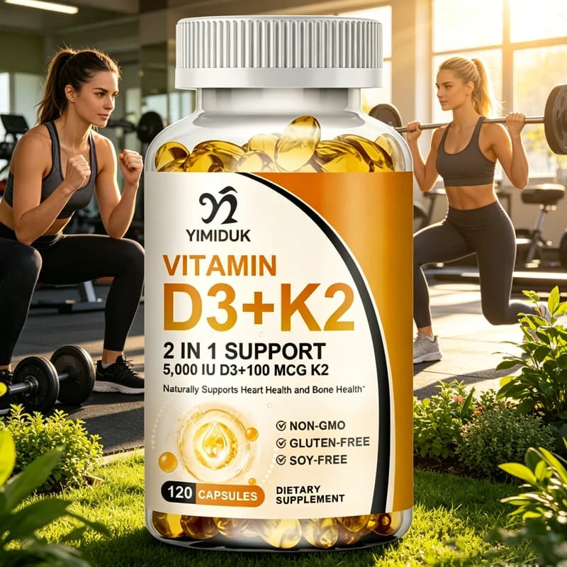 YIMIDUK Integratore di Vitamina D3 K2, Supporta l'ossigenazione dei ossa, l'assorbimento sano del calcio, la funzione cardiaca e la salute quotidiana del sistema immunitario