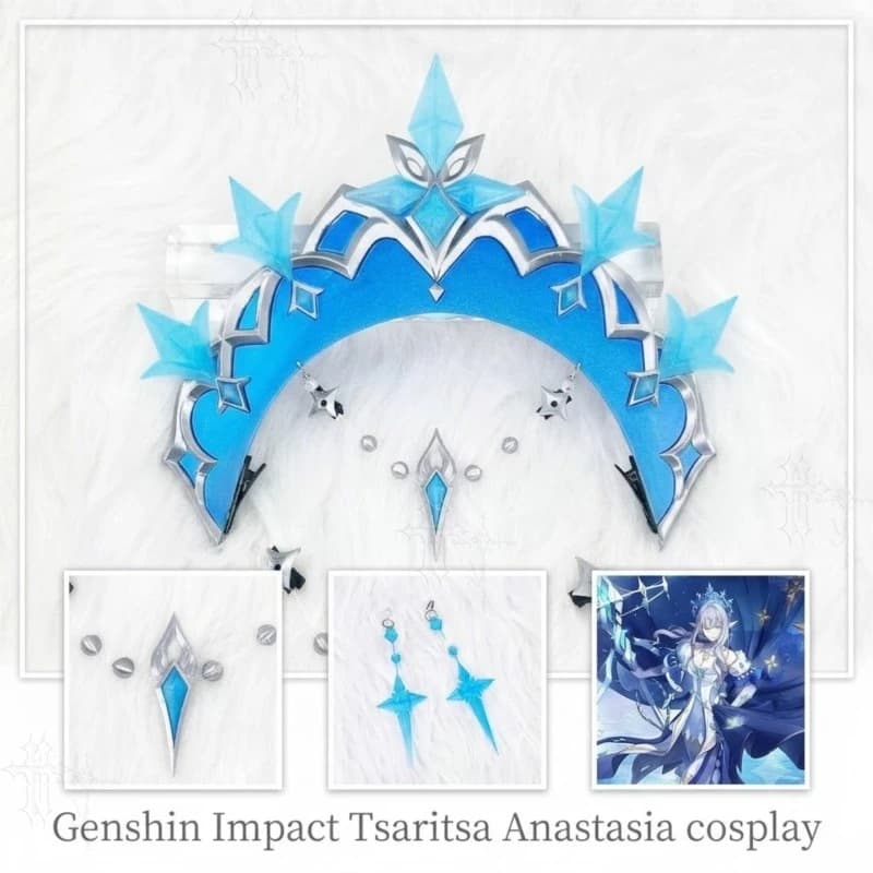 Tsaritsa Anastasia Ice Queen Cosplay Headwear Prop Genshin Impact Game Character Accessory Convention Prop Collectible Decor Gif