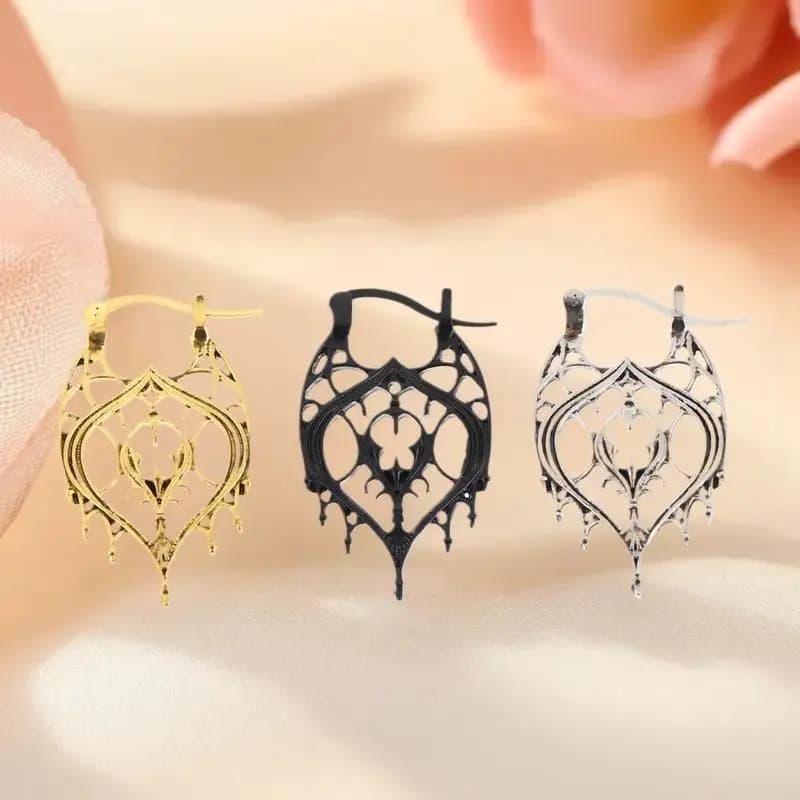 Retro National Style Metal Hollow Pendant Earrings For Women Bohemian Carved Earrings Wedding Party Jewelry Gift