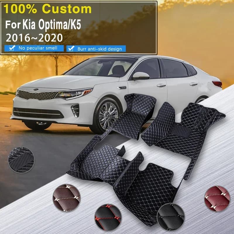 Tappetini per auto 3D per Kia K5 Optima Magentis JF 2016 ~ 2020 Tappetini anti-sporco Tappetini per auto in pelle Vassoio da pavimento Fango Accessori auto Inter