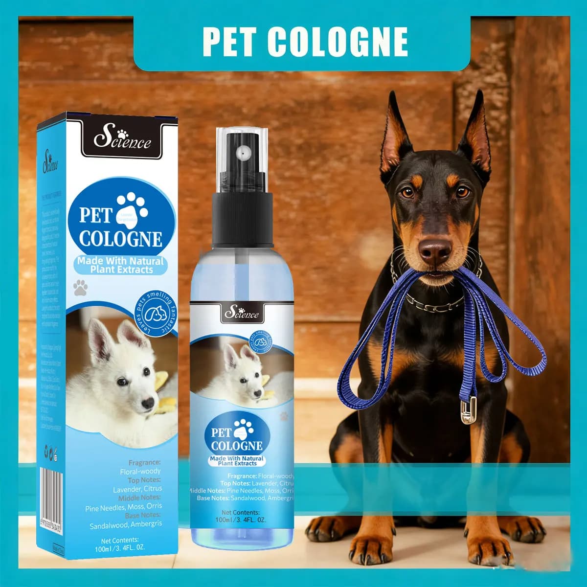 100 Ml Pet Deodorizing Perfume Spray, Cats & Dogs Eliminating Odors Natural Long-Lasting Fragrance ( Lemon, Orange And Lavender)