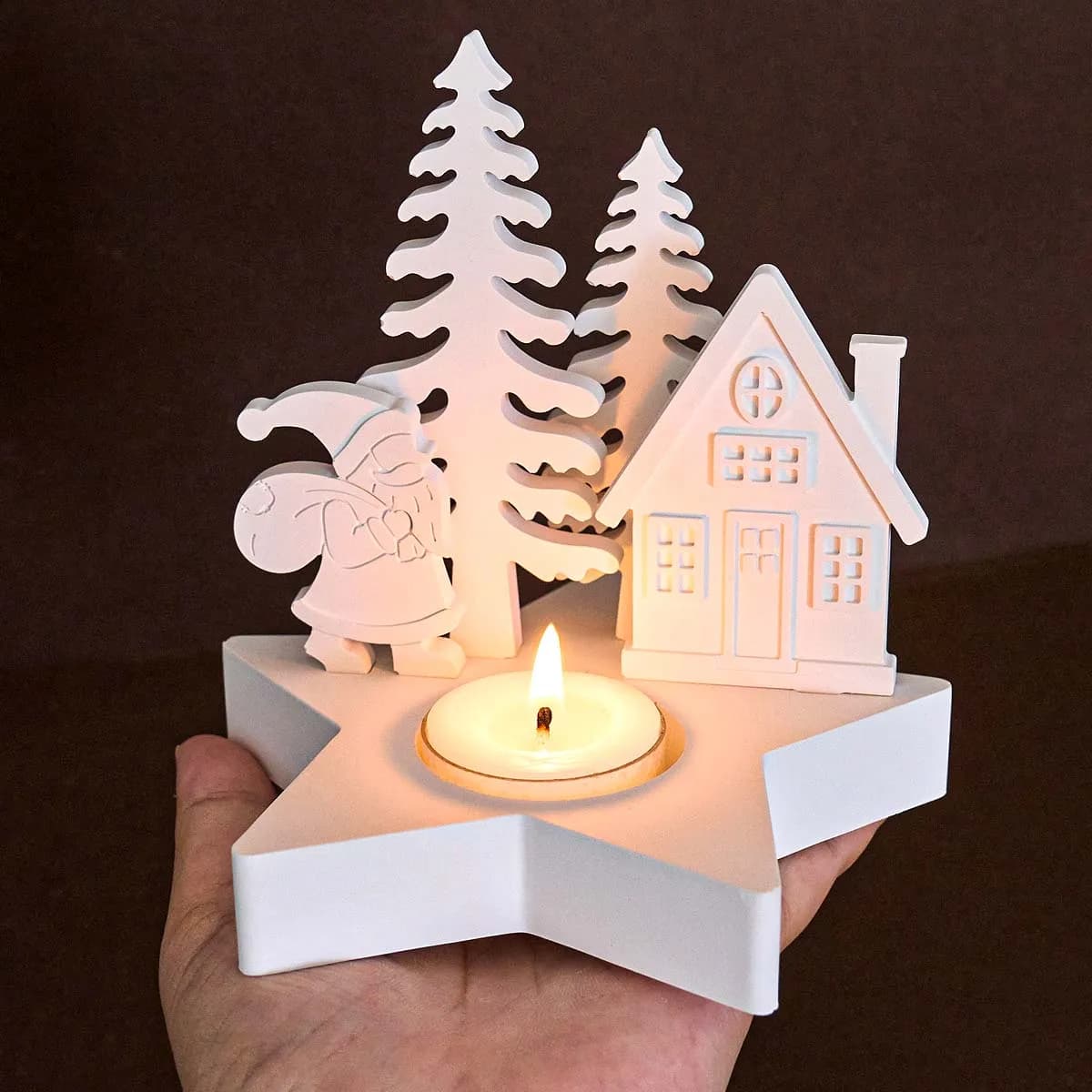 Decorazioni natalizie Portacandele a stella Stampo in silicone Albero di Natale fai da te Angelo Alce Babbo Natale Candeliere Stampi artigianali in resina di gesso