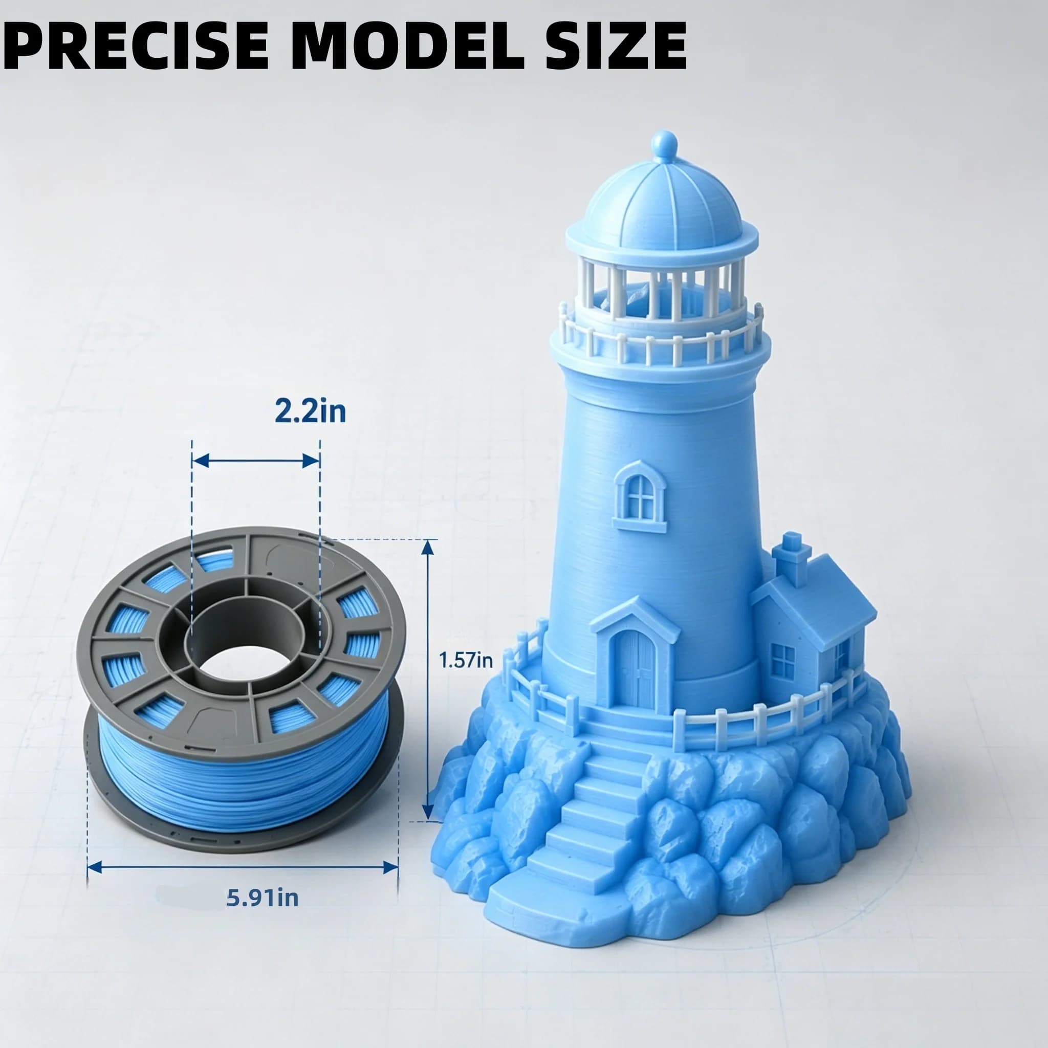 3D Printing PLA Filament 300g Spool, Crystal Blue and White Dual Color Gradient, 1.75mm Dimensional Accuracy, Smooth FDM Print