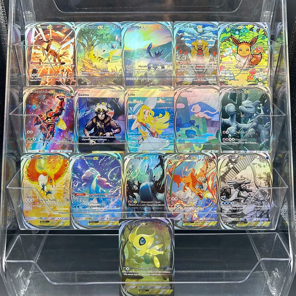 Fai da te Cartoon PTCG Pocket Collection Card Celebi Ex Eevee Ex Dialga Ex Lillie TCG Card Inglese Non-Foil Regalo per bambini Giocattoli