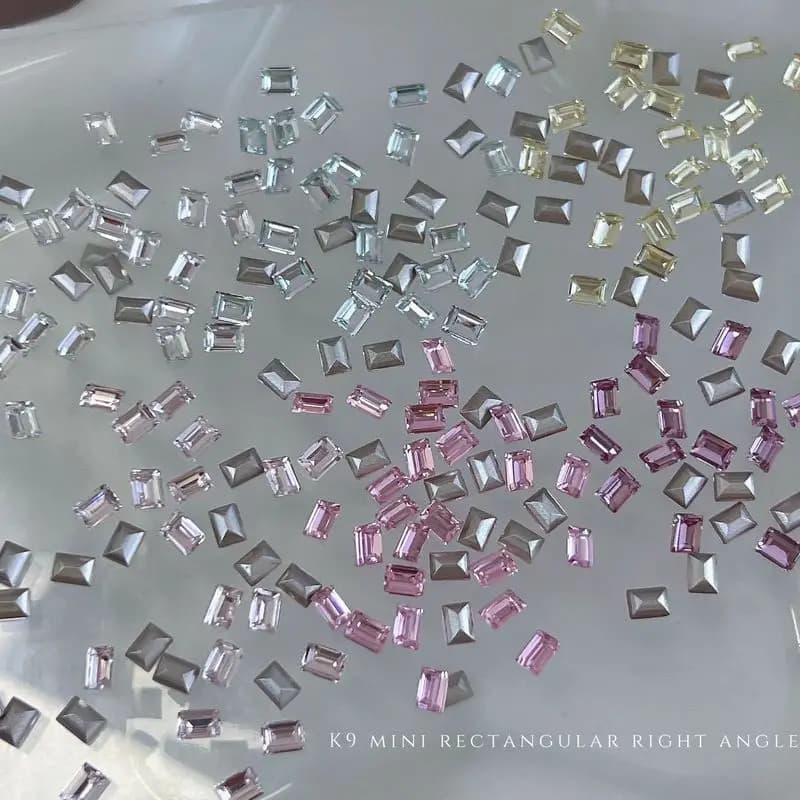 20pcs K9 Tiny 3x4mm Rectangle Nail Rhinestones Ultra Sparkly Small Square Corner Sugar Cut Cluster DIY Stick On Nail Art Charms