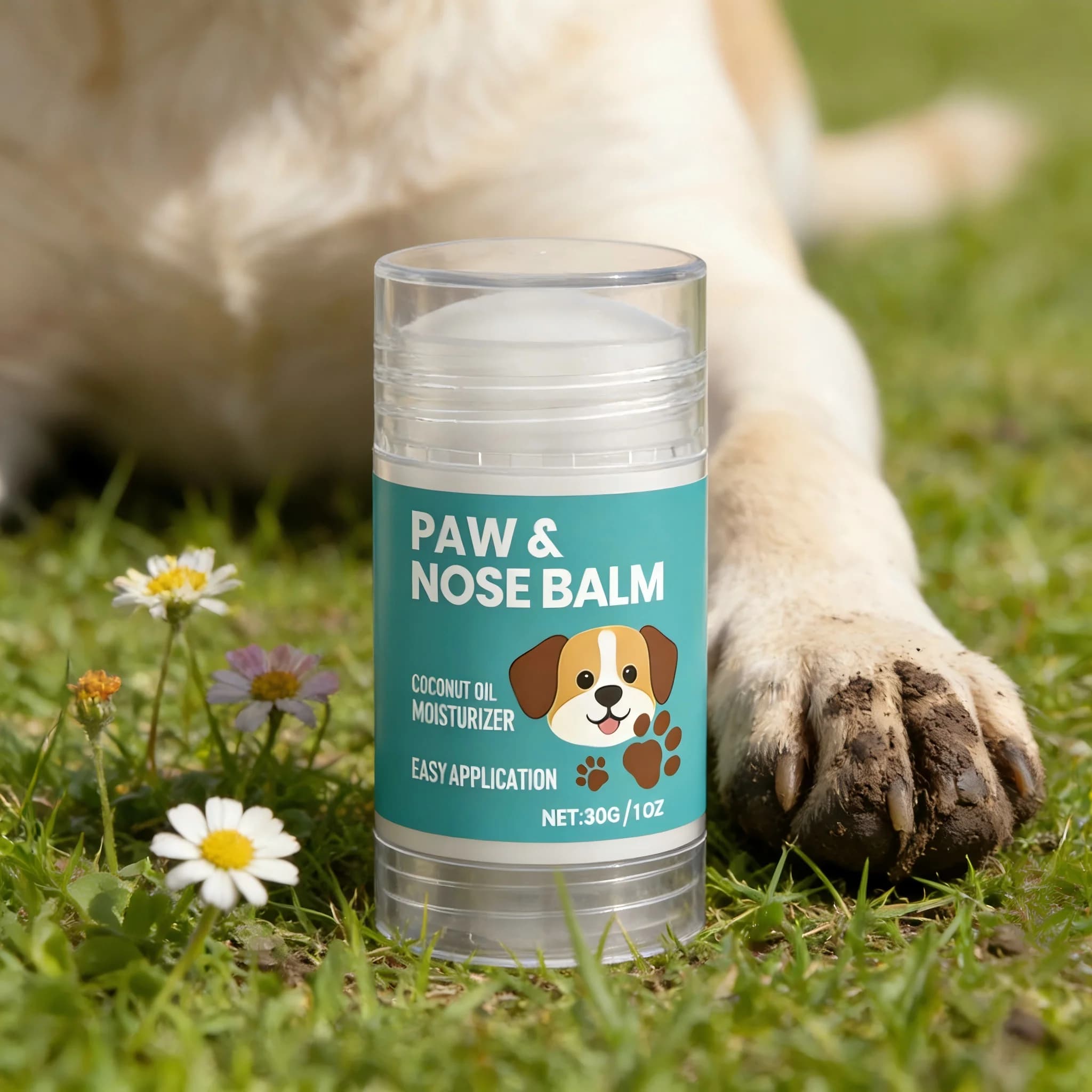 Balsamo per Zampe e Naso, Protezione per Animali Domestici, Crema Idratante all'Olio di Cocco per Naso e Zampe Screpolate, Cura Invernale per Cani 30g