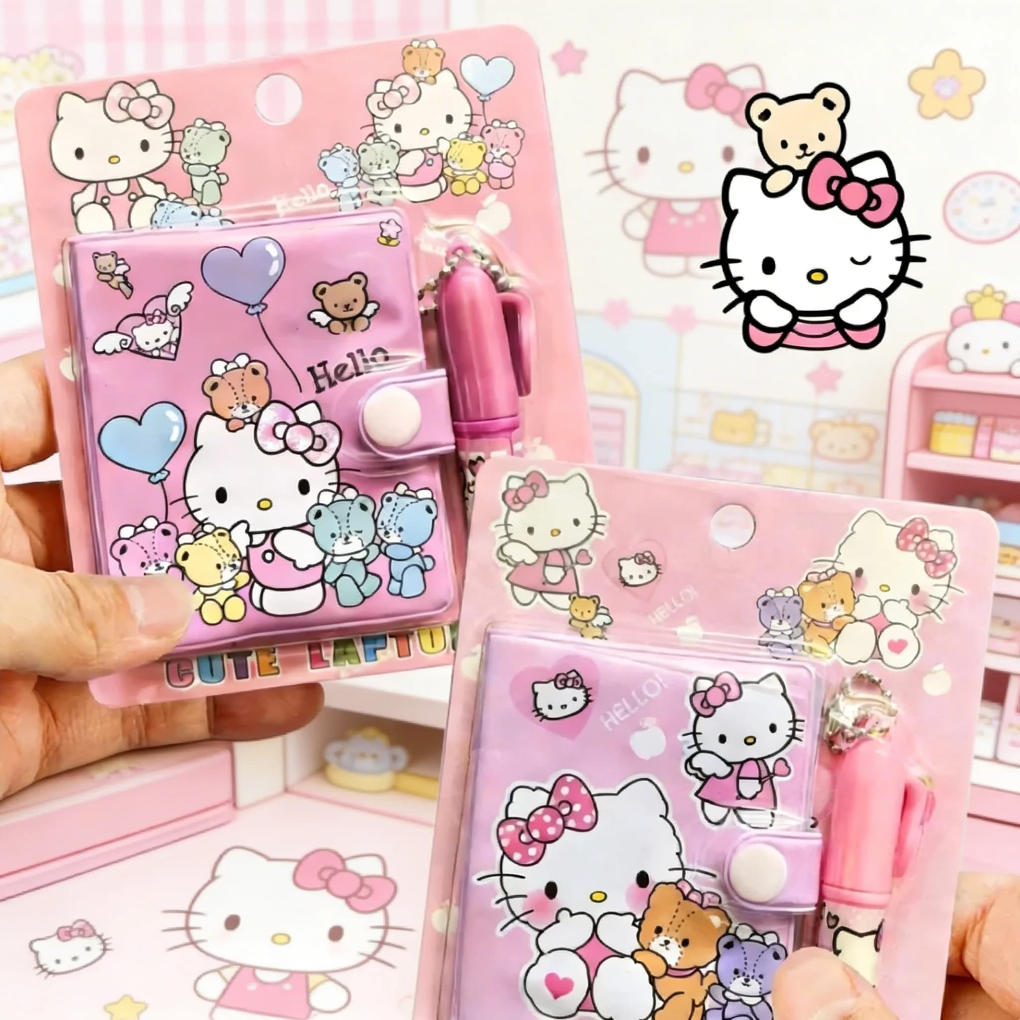 Nuovo quaderno Sanrio kawaii con personaggi dei cartoni animati, creativo blocco note Hello Kitty, mini diario con penna, grazioso quaderno portatile alla moda per studenti.