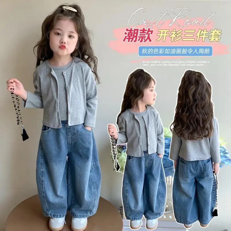 Moda 3 pezzi Set Abbigliamento per bambini Kawaii Cappotto casual Abbigliamento per bambini Ragazze Ragazzi Ragazza Infantile Inverno Madre Maglieria 2025 Saja