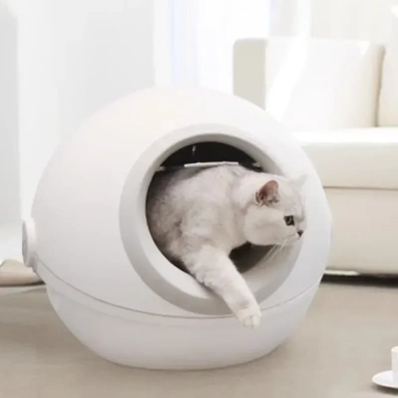 2025 Curly Tail Meow Planet Lettiera per gatti Completamente chiusa Toilette per gatti a prova di spruzzi A prova di odore Prodotti per la pulizia degli animali domestici A prova di perdite