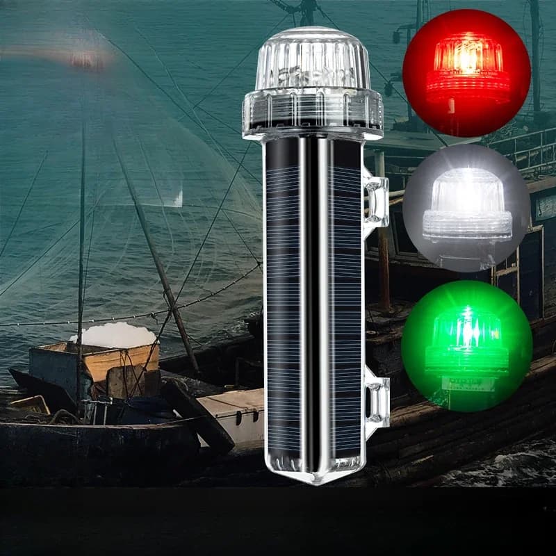 Nuova luce di segnalazione solare dell'oceano Luce di segnalazione di navigazione Flash impermeabile LED Spia notturna Accessori per yacht e barche da pesca