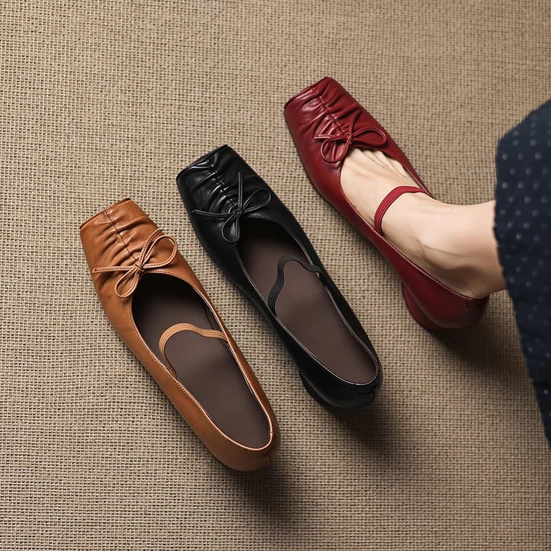 Fashion Women Mary Jane Shoes Medium High Heels Retro Pumps Cow Leather Square Toe Elegant Office Party Dating Dress 34-39