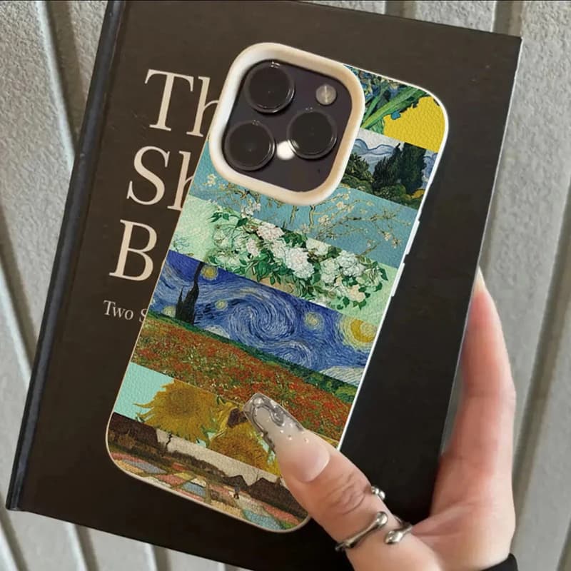 Cover Morbida per iPhone con Collage di Dipinti Classici di Van Gogh per iPhone 17 16 15 14 13 12 11 Pro Max Air XR X XS 16 Plus 16E