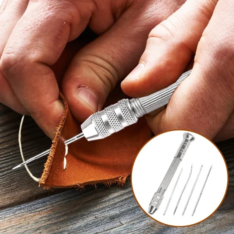 Set di punteruoli per cucire in pelle Kit di filo di riparazione per scarpe da divano multifunzionale Aghi per cuciture sostituibili Strumento fatto a mano fai-da-te per la lavorazione della pelle