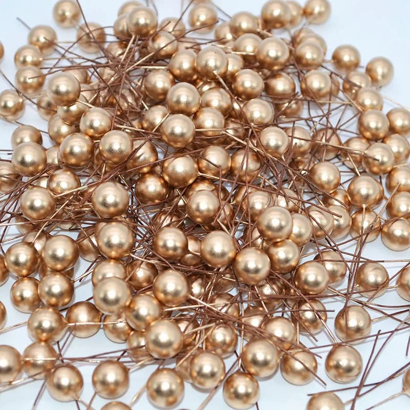 50 pcs Mini Perla di Plastica Stami Fiori Artificiali di Frutta Stami di Ciliegio per la Cerimonia Nuziale Di Natale Regalo FAI DA TE Scatola di Corone di Fiori Decorazione