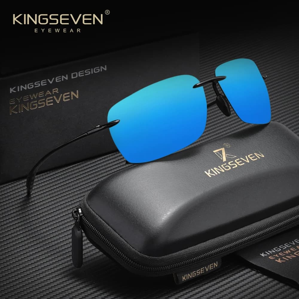KINGSEVEN Occhiali da sole ultraleggeri da uomo Lenti a specchio polarizzate senza cornice UV400 Occhiali da sole per donna Oculos Feminino