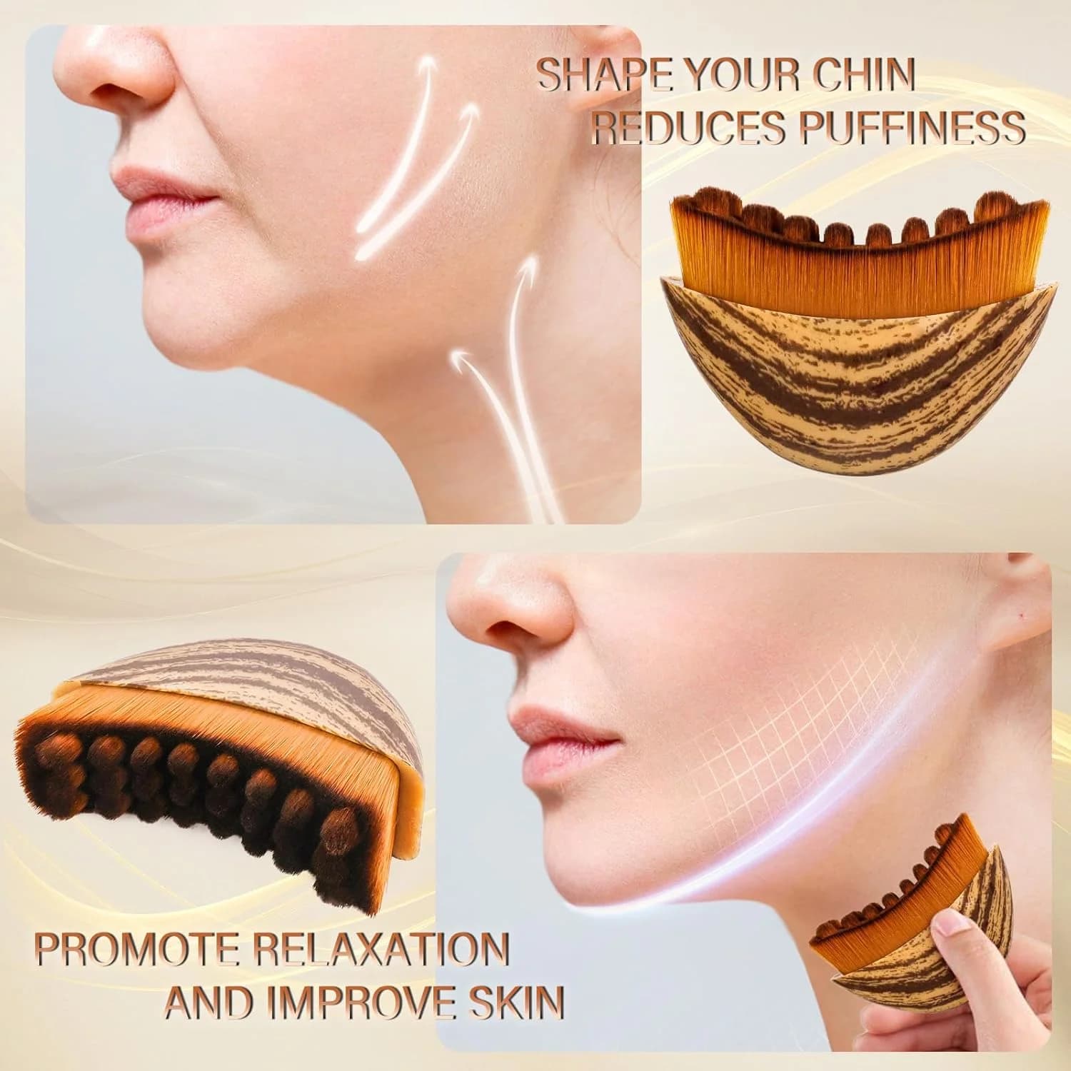 Portable facial contour brush, lymphatic drainage tool and facial modeling, skin adaptable lymphatic massager