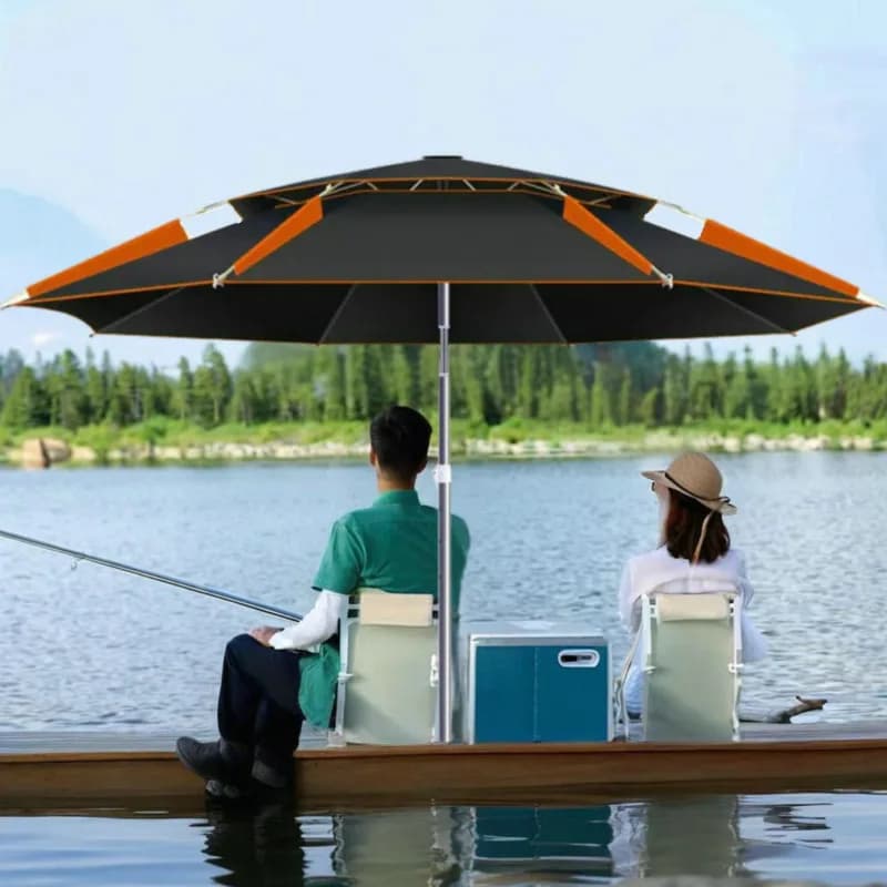 Grande Ombrellone da Pesca in Acciaio Inossidabile con Protezione Solare e Asta Robusta, Parasole da Esterno, Ombrellone da Campeggio, Grande Ombrellone da Spiaggia per Patio