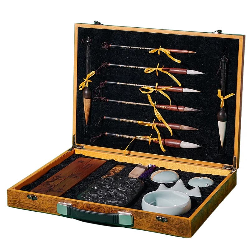 Boutique brush set, study four treasures, pen, ink, paper and inkstone, a full set of calligraphy special high-end gift boxes, p