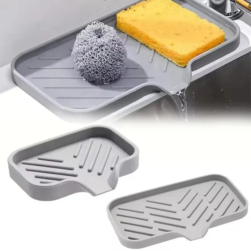 Tappetino per rubinetto in silicone Vassoio per lavello Portaoggetti per spugna per sapone Vassoio per sapone Portaoggetti per cucina Tampone per drenaggio in spugna Dispenser per sapone da cucina