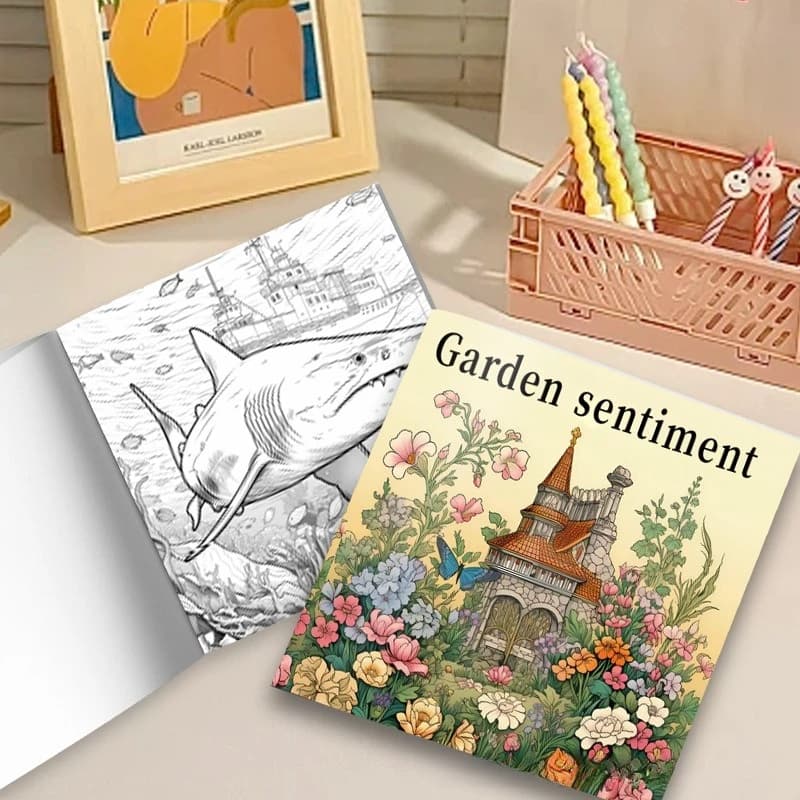 New Cross-border Thick Step-by-Step Stress Relief Coloring & Tracing Sketchbooks, Wholesale In Stock