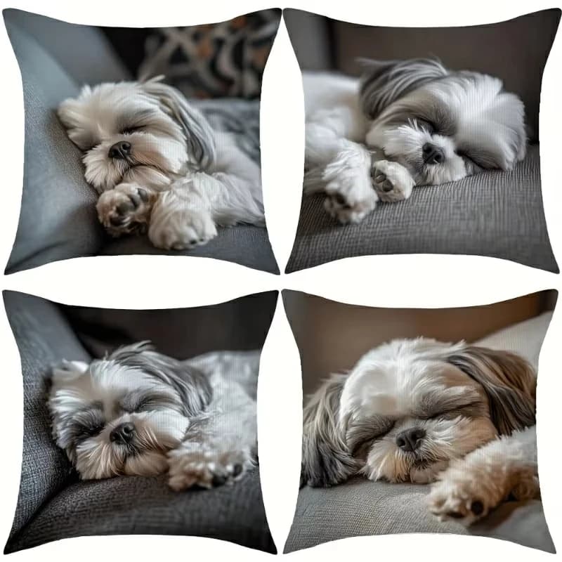 Federe con motivo Shih Tzu che dorme, copricuscini per divano, decorazione per la casa, la camera da letto