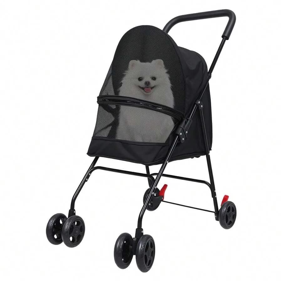【Nuovo stile】Passeggino per cani di taglia media e piccola, pieghevole, con copertura parasole, rete traspirante e visibile