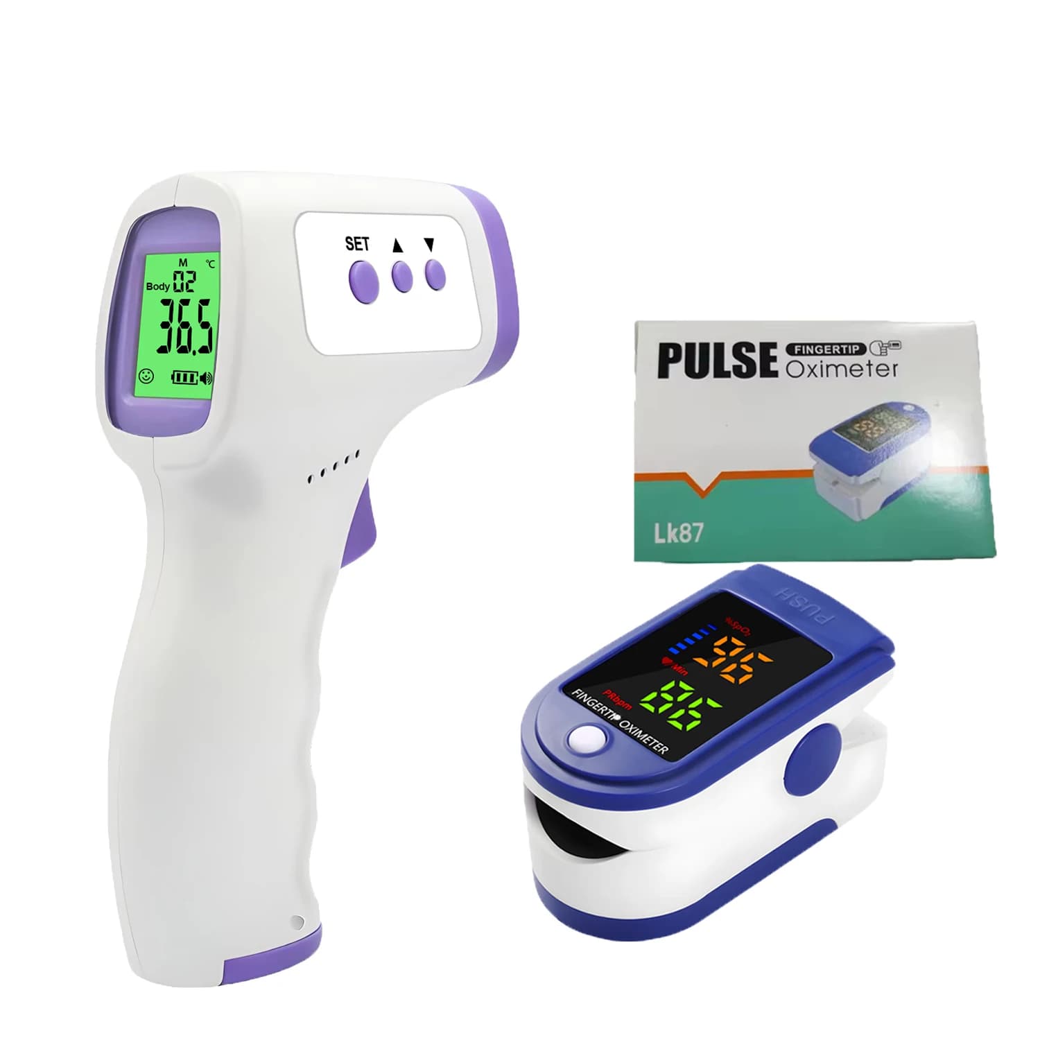 Contactless Digital Infrared Thermometer for Face and Body Fever Detection, Portable Pulsossimeter for Blood Oxygen SpO2 Monitor
