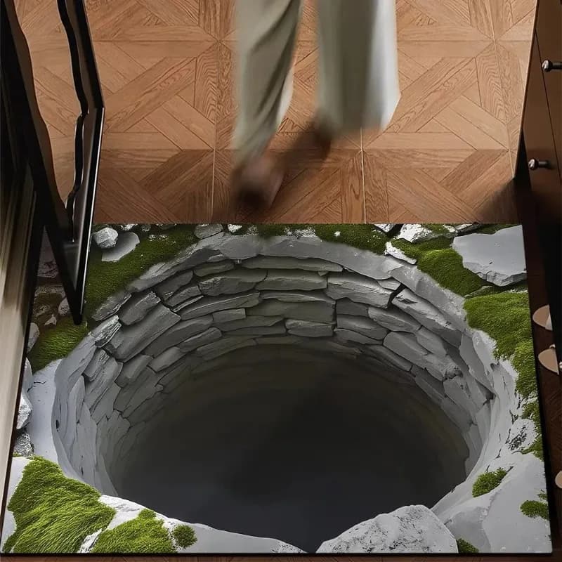 3D Illusion Optimal Cave Foro Zerbino Stone Musk Model Funny Carpet House Anti-slip Water Absorbent Carpet