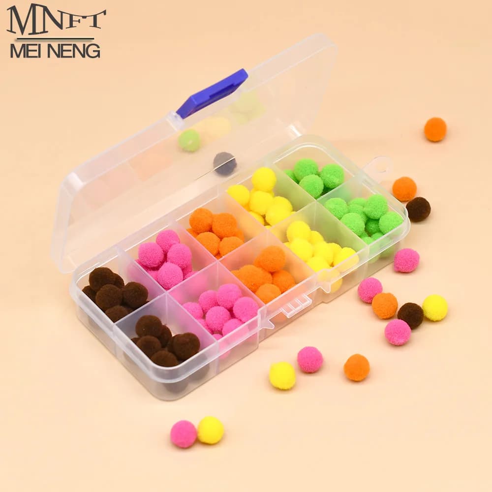 MNFT Colore Misto 100 Pz/scatola Glo-Bug Uovo Mosca Ninfa Pesca Alla Trota Fly Legatura Esche Materiali 10mm vestito Per Ganci Dimensioni # 8 ~ # 12
