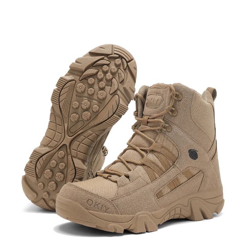 Stivali da uomo alla moda Scarpe da trekking in pelle da esterno alte da combattimento nel deserto per uomo Stivaletti corti da lavoro da caccia