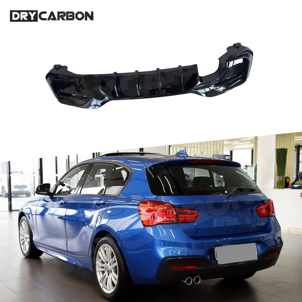 Black Rear Diffuser Polished for BMW Series 1 F20 M Sport M135i M140i 2016 - 2018, Bumper Accessories Kit