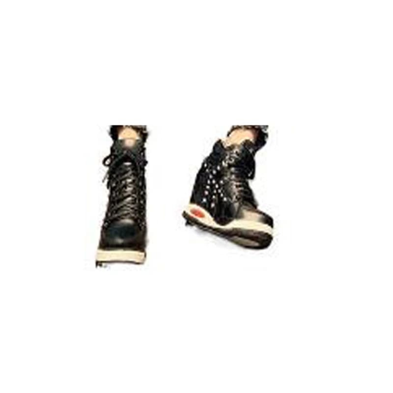 2025 European and American heightened thick bottom super high wedge heel high rivet casual cross straps autumn shoes women
