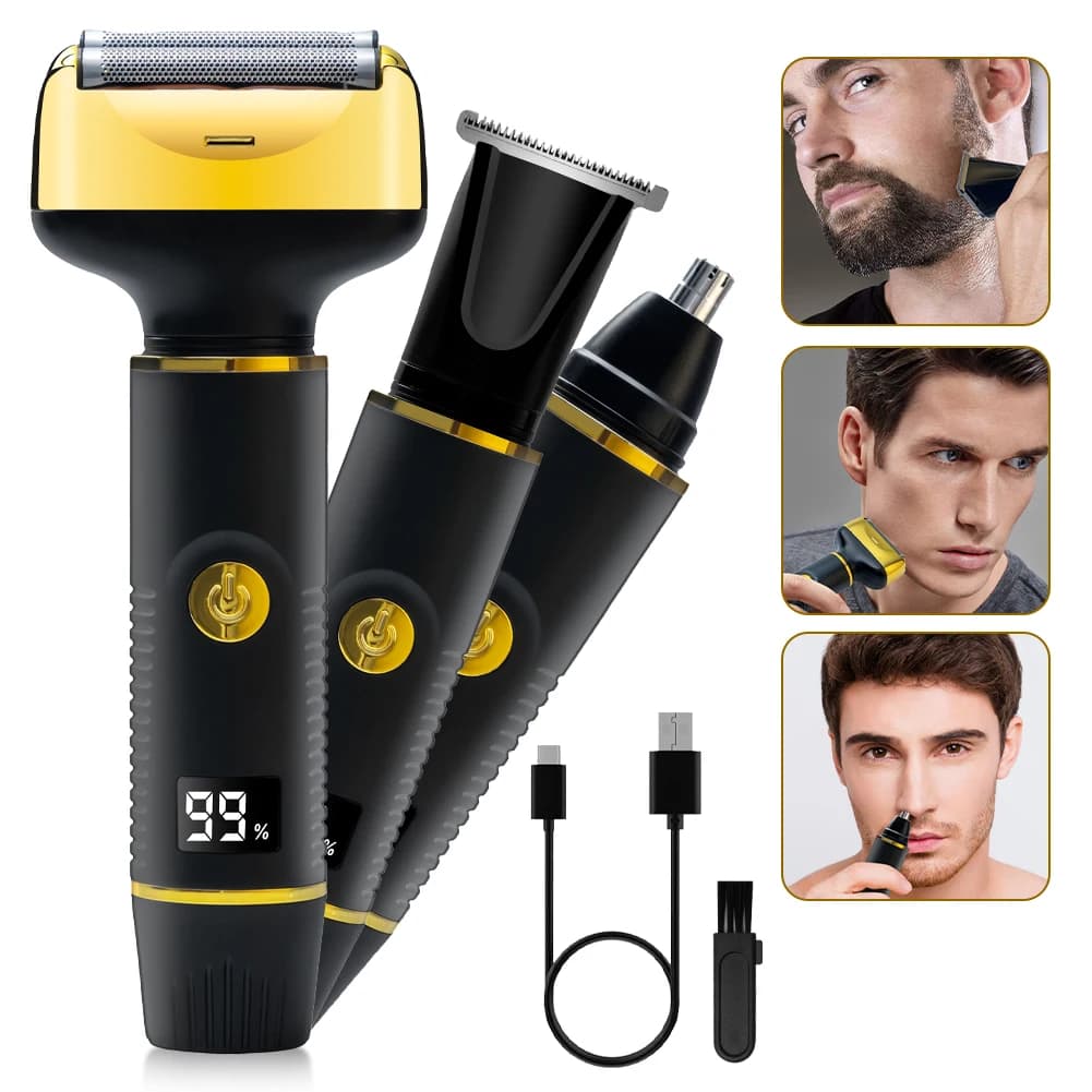 HATTEKER Rasoio Rasoio Elettrico Professionale Macchina da Barba Trimmer Barba Impermeabile Rasoio in Metallo Display Digitale Rasoi per Gli Uomini