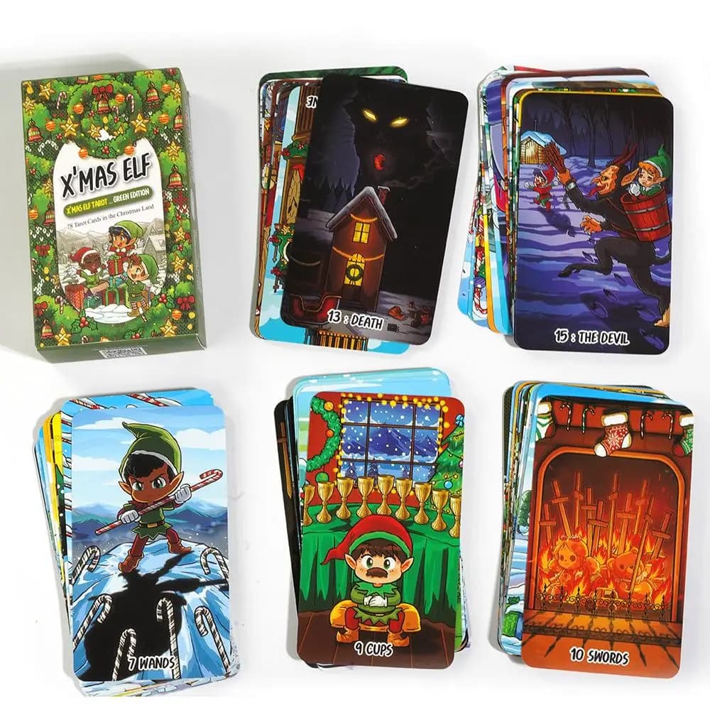 Gioco di carte X'MAS ELF Tarot Deck Green Edition da 10,3 x 6 cm