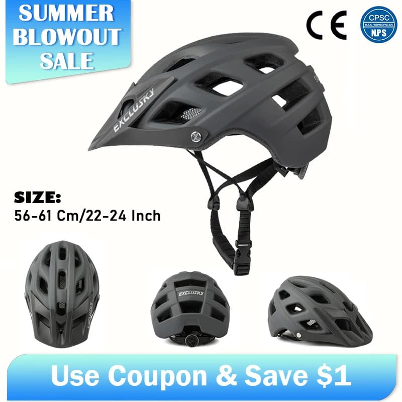 EXCLUSKY Men Women's Bicycle Helmet MTB Bicycle Helmet Insect-proof net riding hat Light riding safety cap Cycling equipment