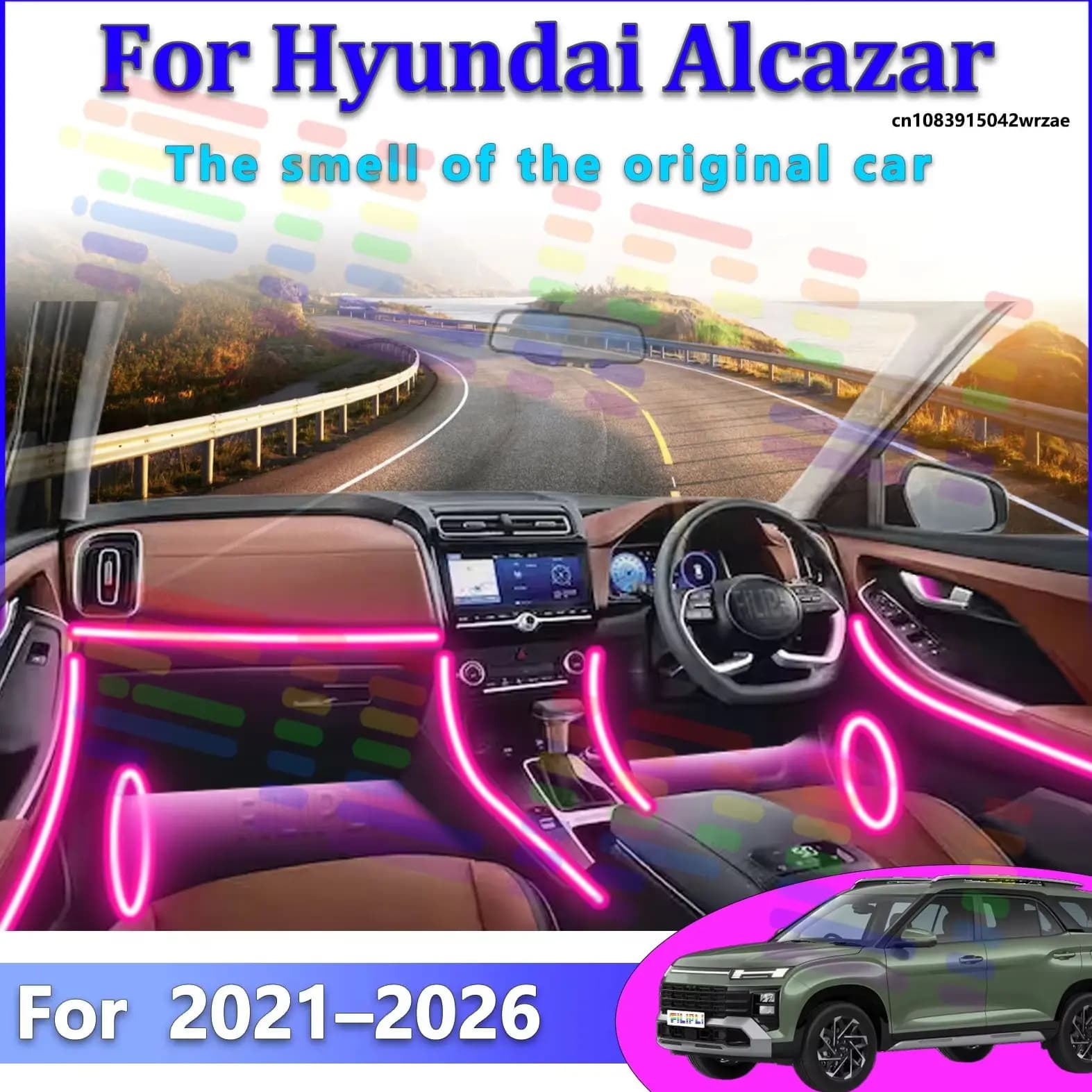 Luci Ambientali LED per Hyundai Alcazar 2026, Illuminazione Atmosferica Colorata, Strisce Neon per Interni Auto, Controllo App, 64 Luci RGB