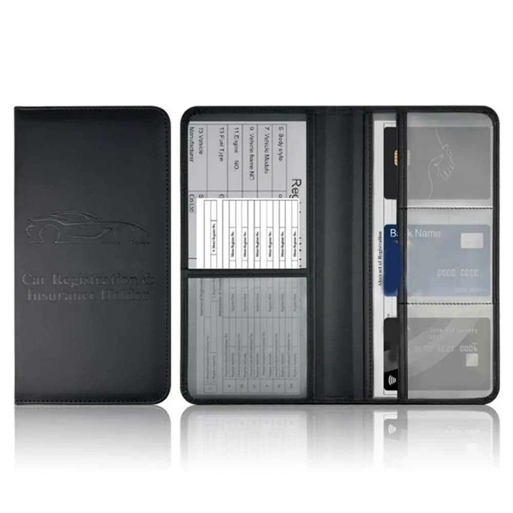 PU Leather Car Registration Holder Universal Durable License Document Holder Protective Passport Card Wallet