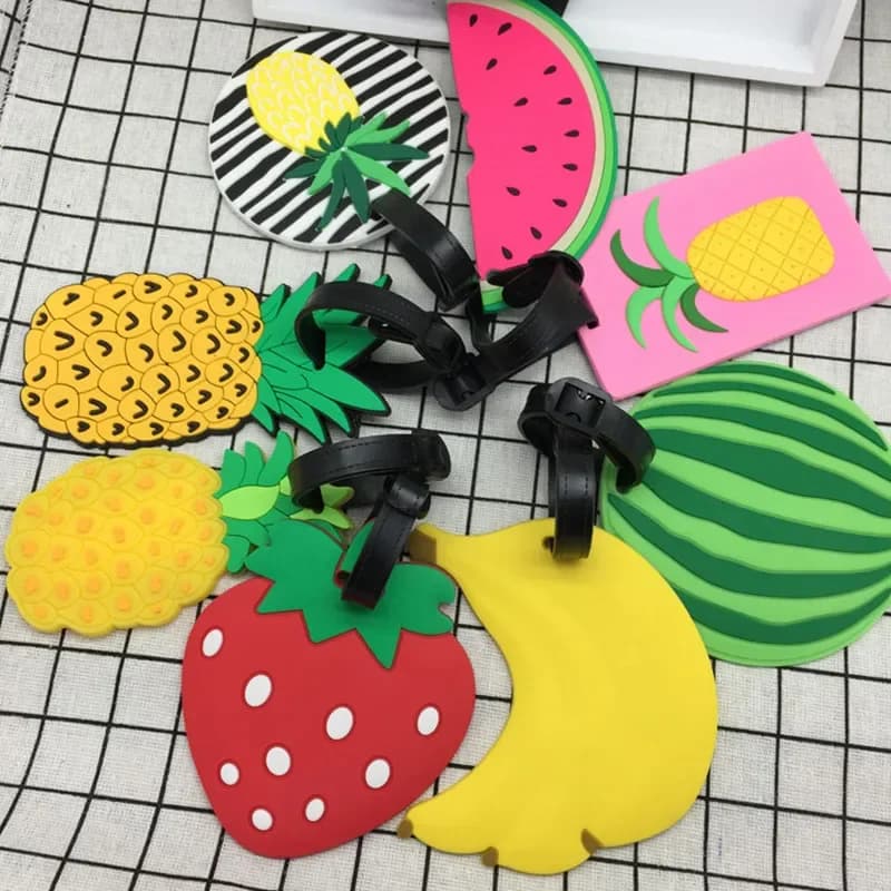 Etichetta per Bagagli in Silicone a Forma di Frutta Cartoon per Donne/Uomini, Porta Indirizzo per Valigie, Etichetta Portatile per Imbarco, Accessori da Viaggio