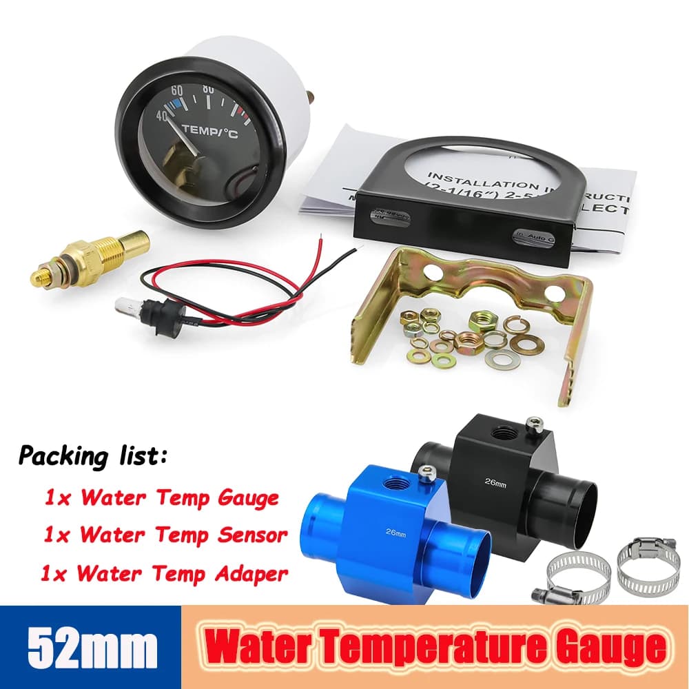 52 mm 40-120 degrees Celsius water temperature indicator with adapter Common pipe Radiator Sensor 1/8NPT Car racing water tank level indicator