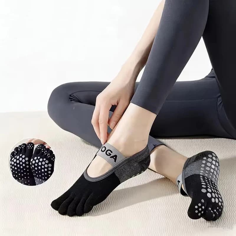 Women's Breathable Yoga Socks Gym Socks for Pilates Silicone Anti-Slip Five-Dent for Women Fitness Without Back Ballet Dance Cotton