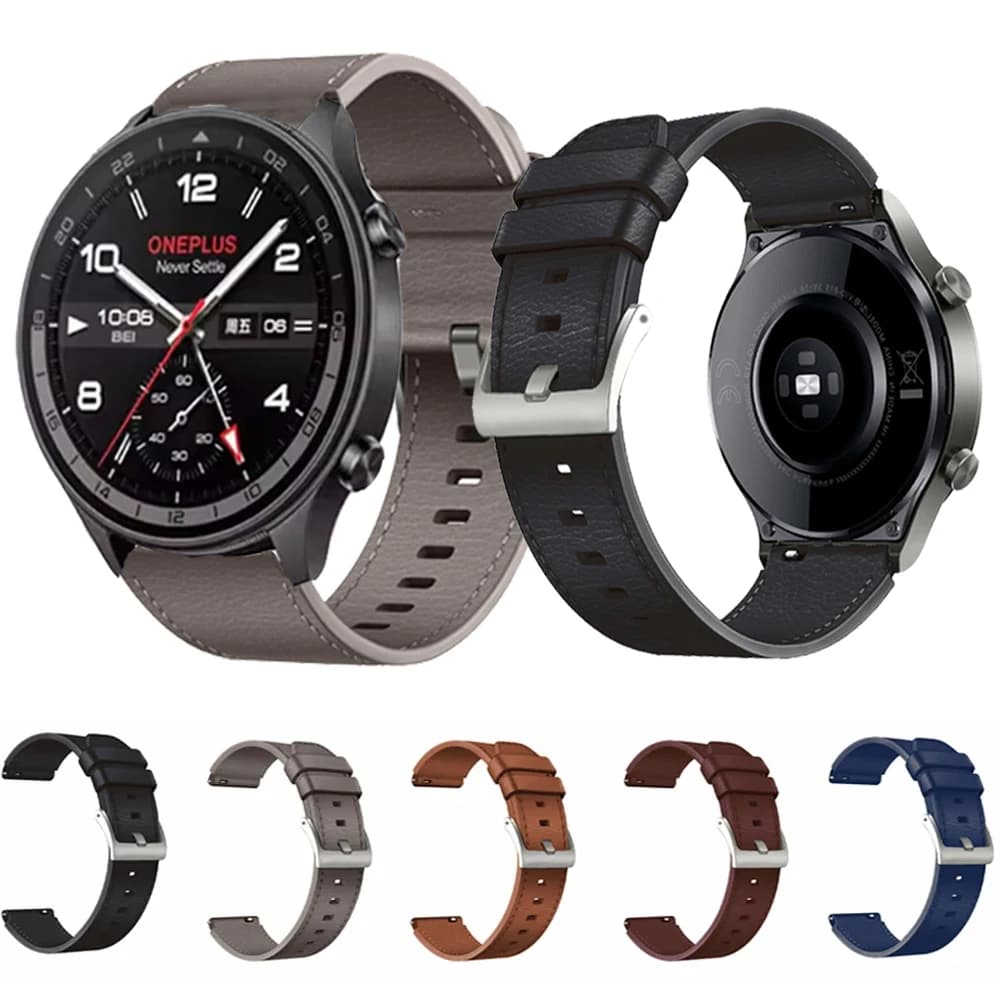 22mm Leather Watch Band for OnePlus Watch 3 2 2R/OnePlus 46mm Strap Sport Bracelet for OPPO Watch 4 Pro X X2 Wristband Belt