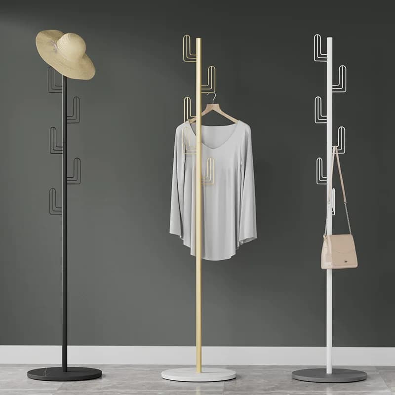 #Floor-standing Modern Minimalism Coat Rack Bedroom Clothes Hanger Light Luxury Stone Slab Metal Storage Shelf Cactus Bag