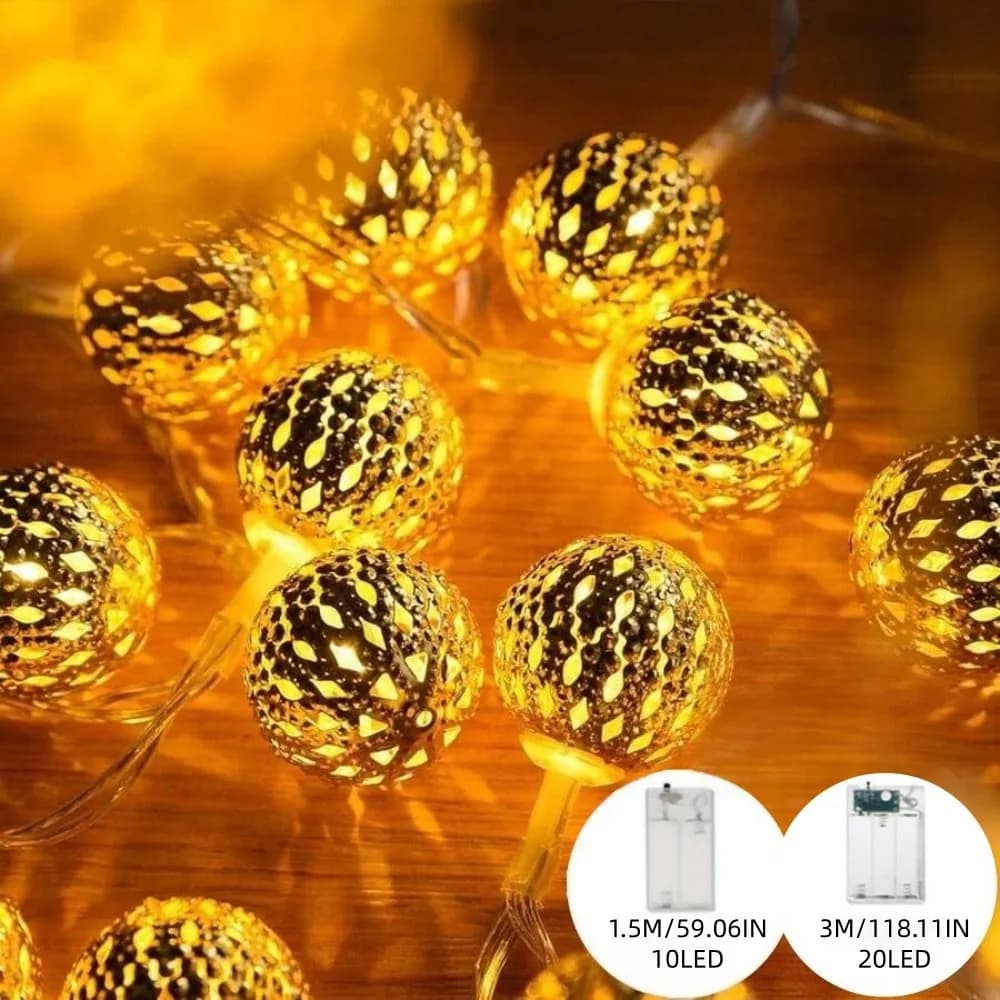 Stringa di lampada a sfera marocchina alimentata a batteria da 1 PC 1,5 M/3 M, luci per interni ed esterni, utilizzata per matrimoni, feste, festival, compleanni