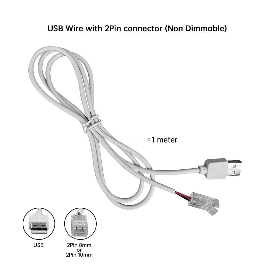 DC5V USB Wire Cable with 2pin 8mm 10mm SMD Led Strip Connector Touch Sensor Hand Sweep Dimmer For SMD2835 5050 LED Tape Light