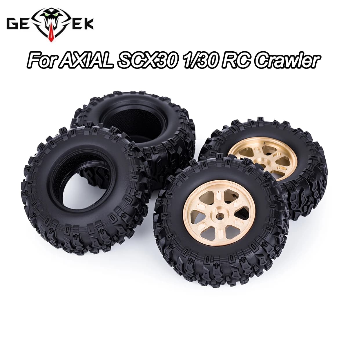 4 Pezzi Pneumatici in Gomma da 0,7 Pollici e Cerchi in Ottone per AXIAL SCX30 Jeep Wrangler JLU Ford Bronco 1/30 RC Crawler Car - Parte di Aggiornamento