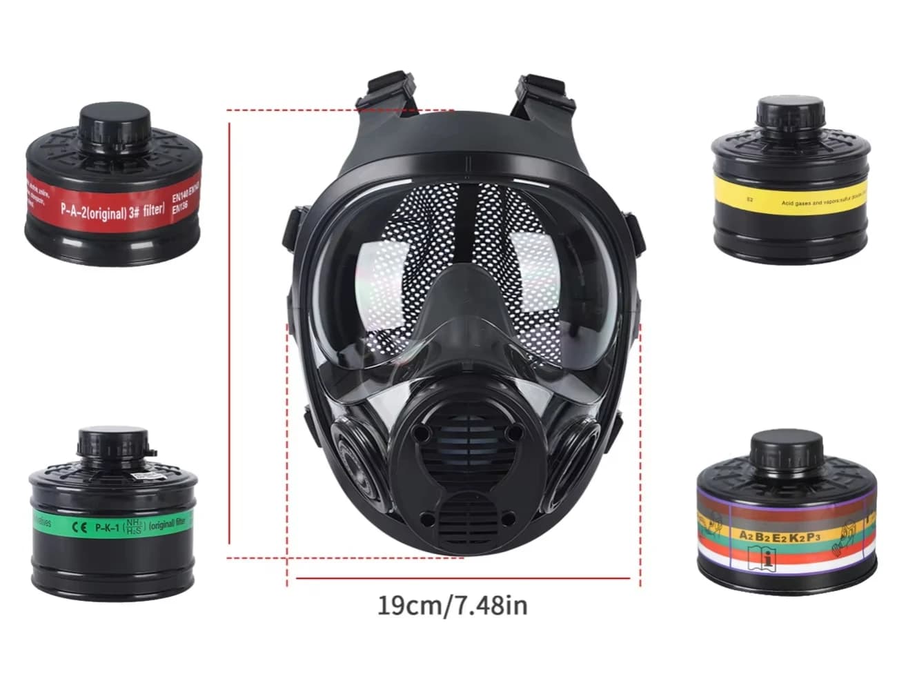 Respiratore integrale in silicone 17-in-1 – Maschera antigas chimica 6800 con filtri per laboratorio, saldatura, verniciatura e spray di pesticidi