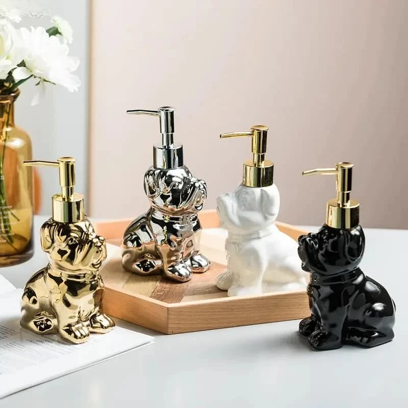 Dispenser di sapone in ceramica a forma di cane Bottiglia di lozione disinfettante per le mani portatile Bagno di casa Shampoo Bottiglie di gel doccia Accessori per la casa