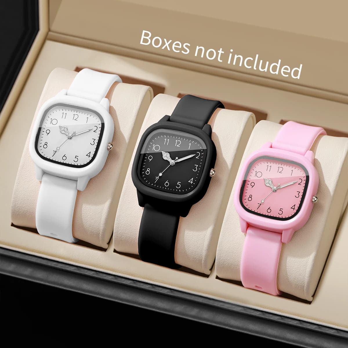 3 pezzi/set orologi al quarzo da donna quadrati alla moda orologio da polso da donna casual con cinturino in silicone orologio da ragazza Reloj Mujer (senza scatola)