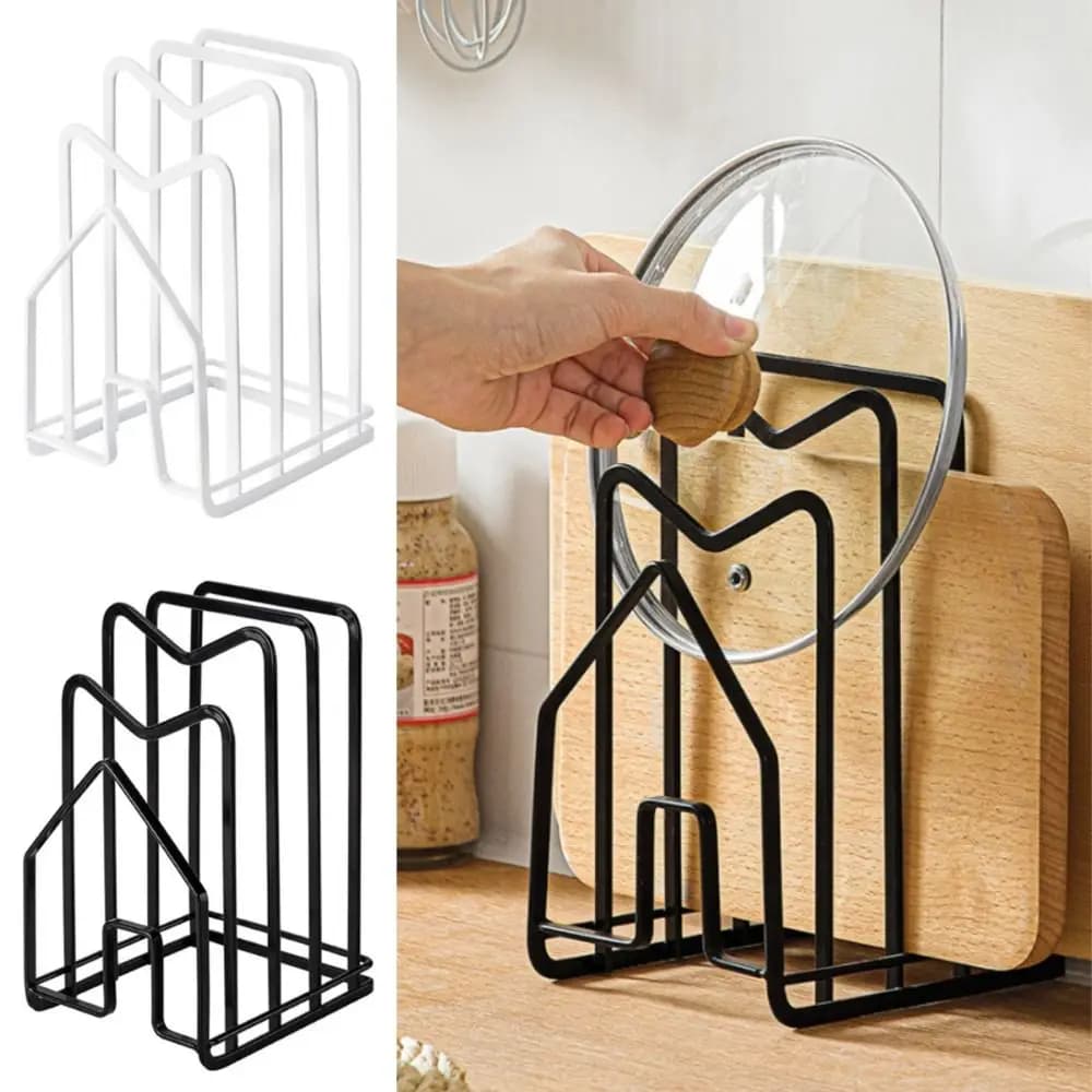 Resistente scaffale per tagliere multistrato Stabile salvaspazio Supporto per tagliere Pentole in metallo Coperchi per padelle Cremagliera Ristorante Cucina di casa